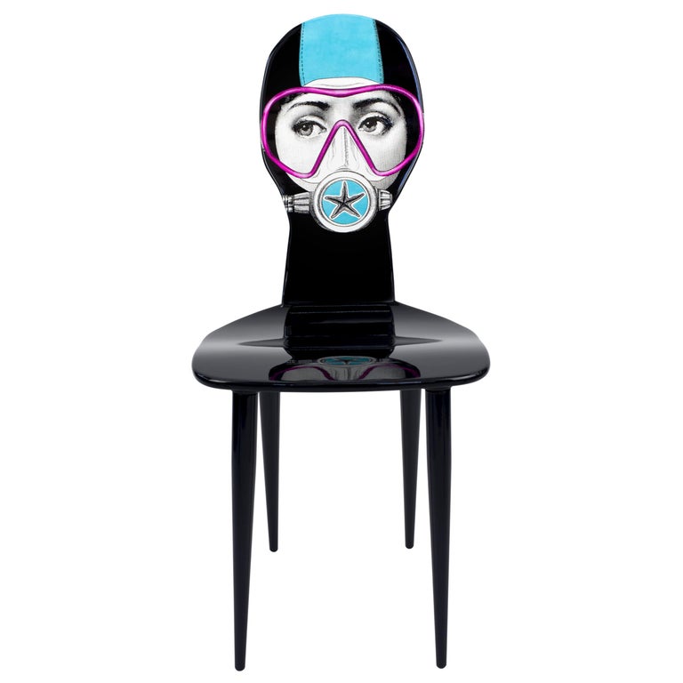 Fornasetti Chair Silviasub Scuba Mask Handcrafted Wood
