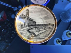 Fornasetti Coffee Cup Porcelain Gold “I Ponti Di Milano “Ponte San Cristoforo”