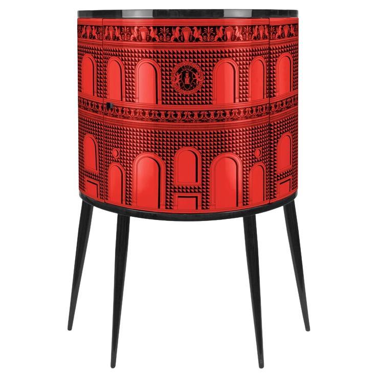 Fornasetti Consolle Facciata Quattrocentesca Red / Black Handcrafted Wood