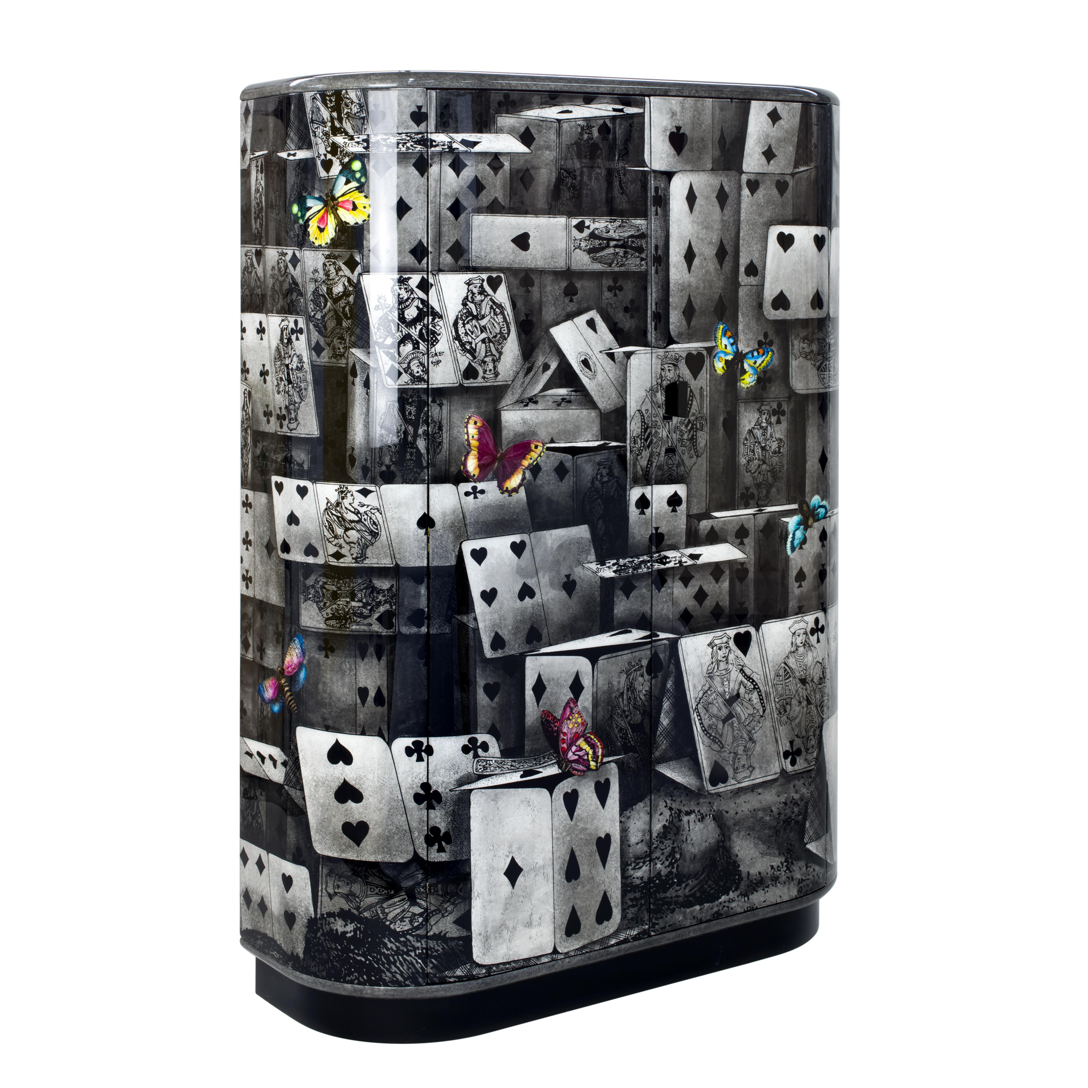 Armario Curvo Fornasetti Notturno Madera Coloreada a Mano Moderno en venta