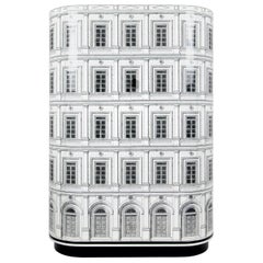 Fornasetti Curved Cabinet Palazzo Architectural Motif Black and White Wood