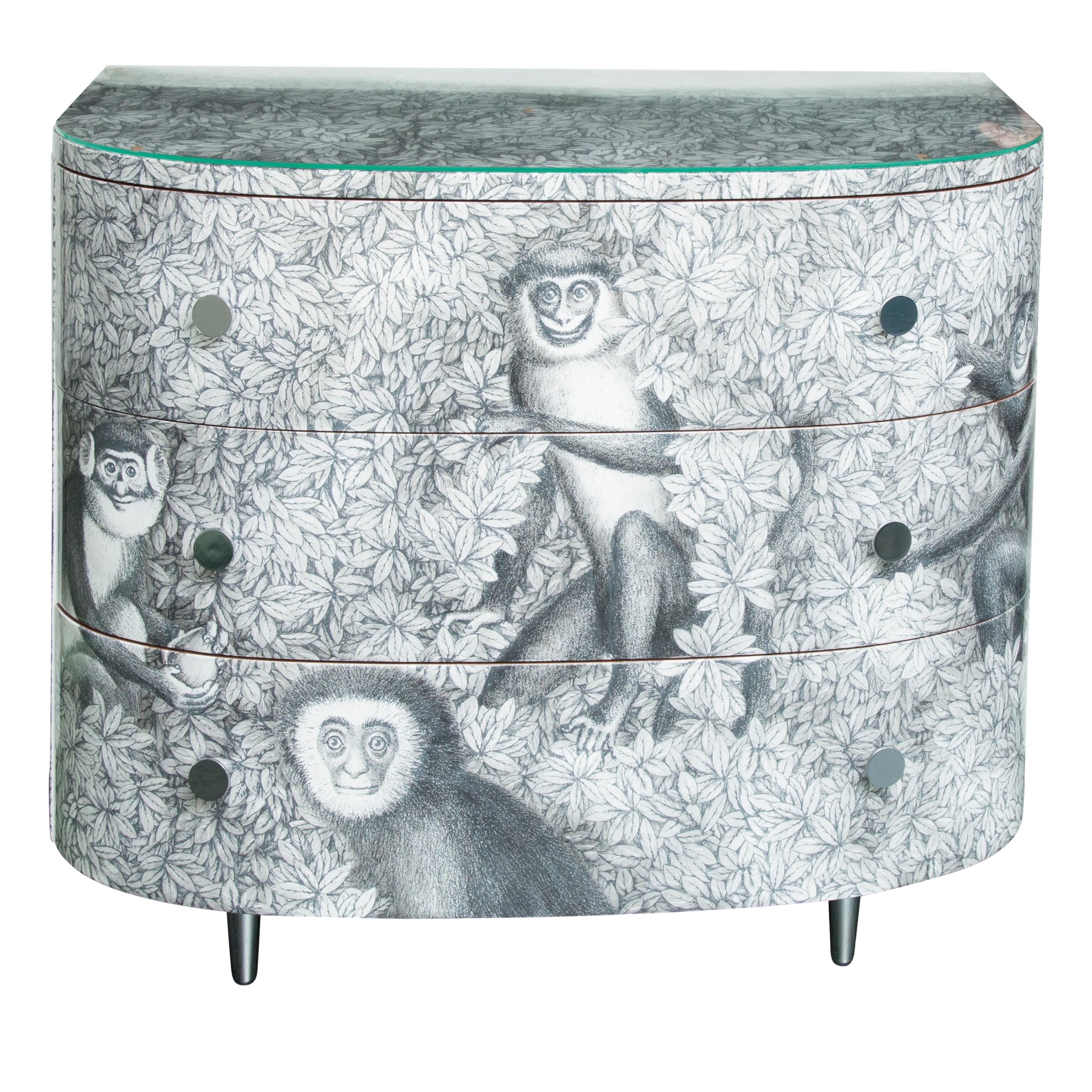 Fornasetti Curved Chest of Drawers Scimmie For Sale