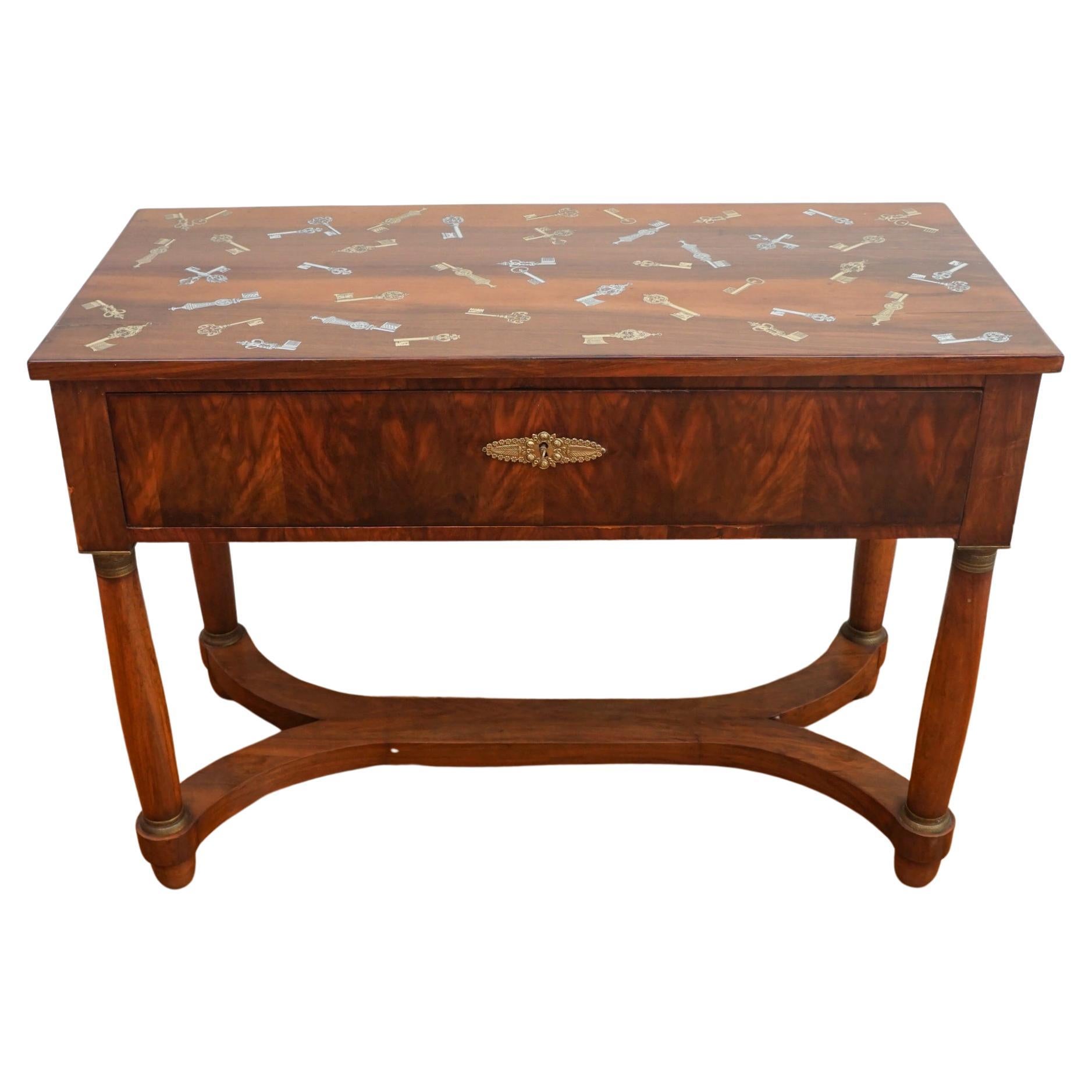 Fornasetti Decorated Antique Italian Writing Desk For Sale