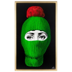 Fornasetti Decorative Panel Lux Gstaad Green/Pon Pon Red Hand Painted Wood