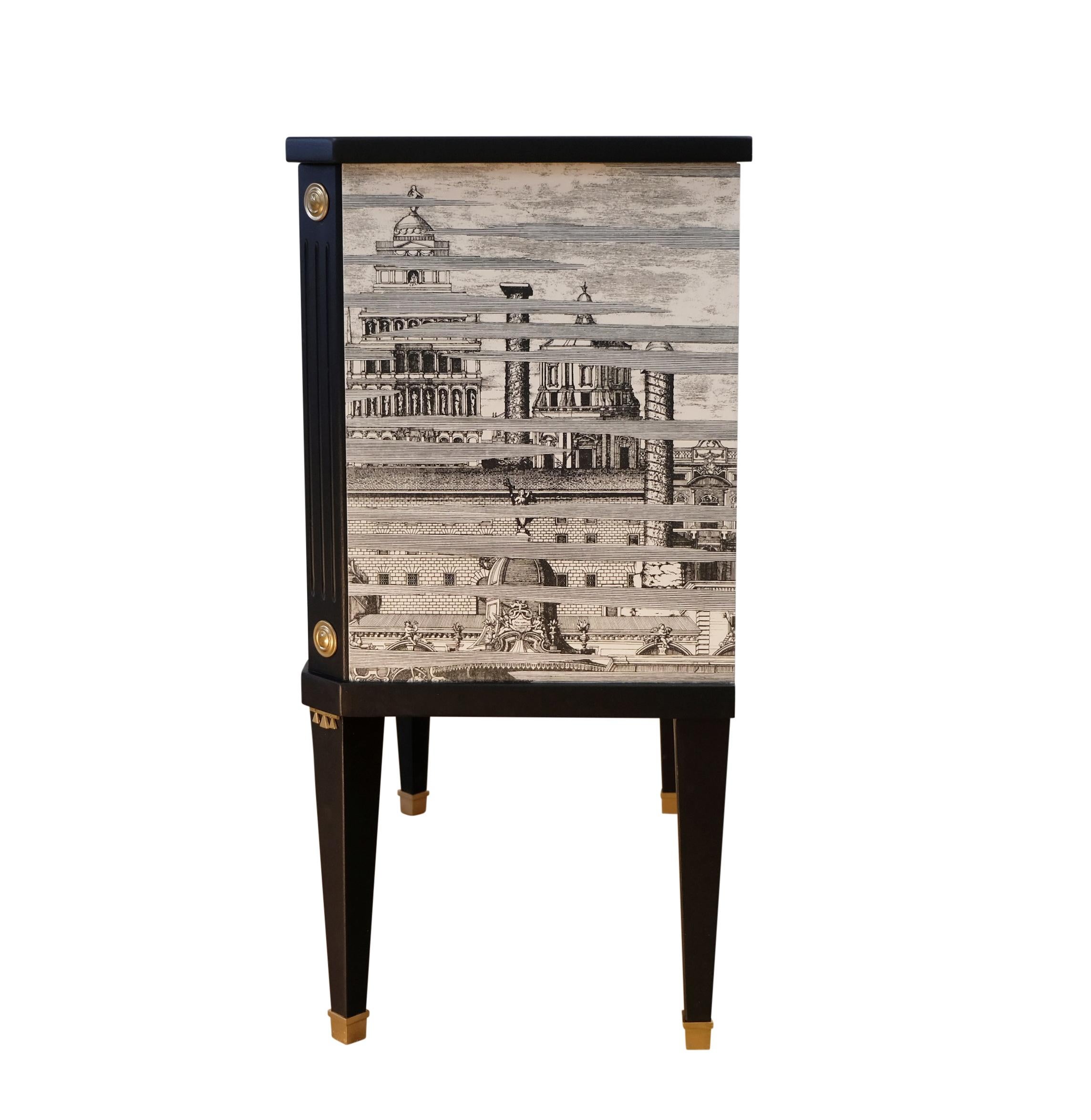 Fornasetti Design Three Drawer Chest with Marble Top For Sale 1
