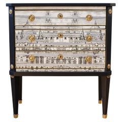 Fornasetti Design Three Drawer Chest with Marble Top