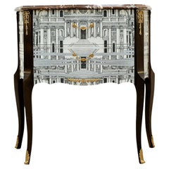 Fornasetti Design Two Drawer Chest with Marble Top