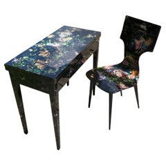 Fornasetti Desk and Chair "FIORI NELLA NOTTE" - Unique Pieces