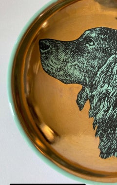 Fornasetti Dog Bowl, round concave tray, Gordon Setter