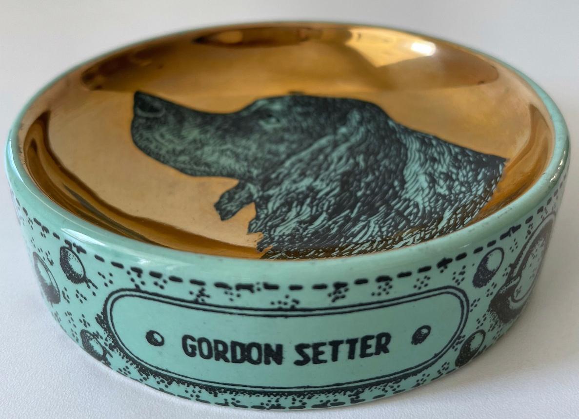 Mid-Century Modern Fornasetti Dog Bowl, round concave tray, Gordon Setter  For Sale