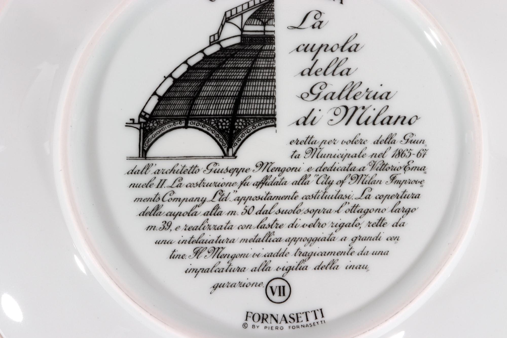 Fornasetti Dome Plate, Cupola Galleria Di Milano Number 7 in Series In Good Condition For Sale In Downingtown, PA