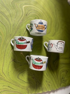 Fornasetti Eight Piece Hand Painted Tea Set from “Arte di Bere” Series