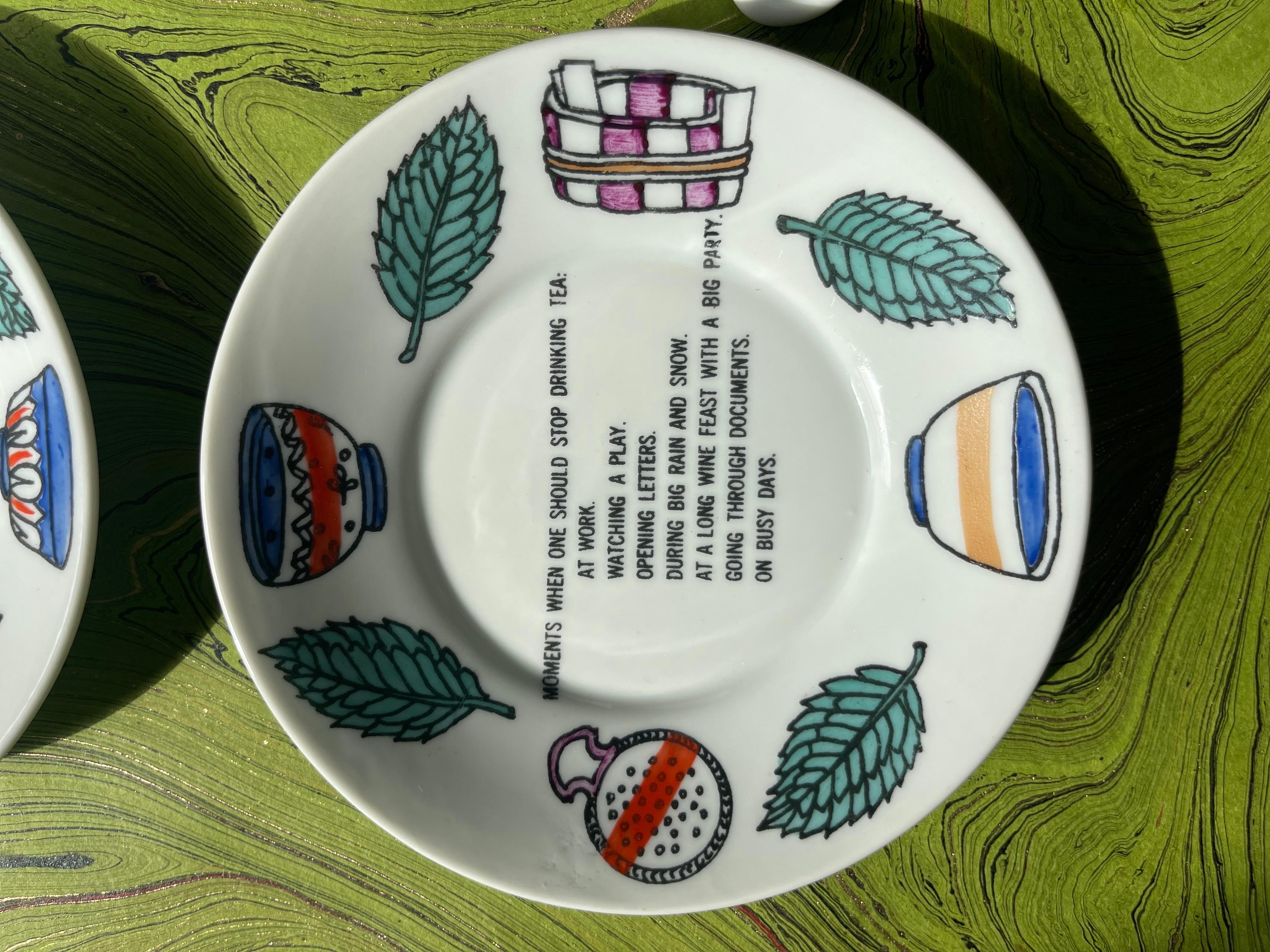 Fornasetti Juego de té de ocho piezas pintado a mano de la serie 