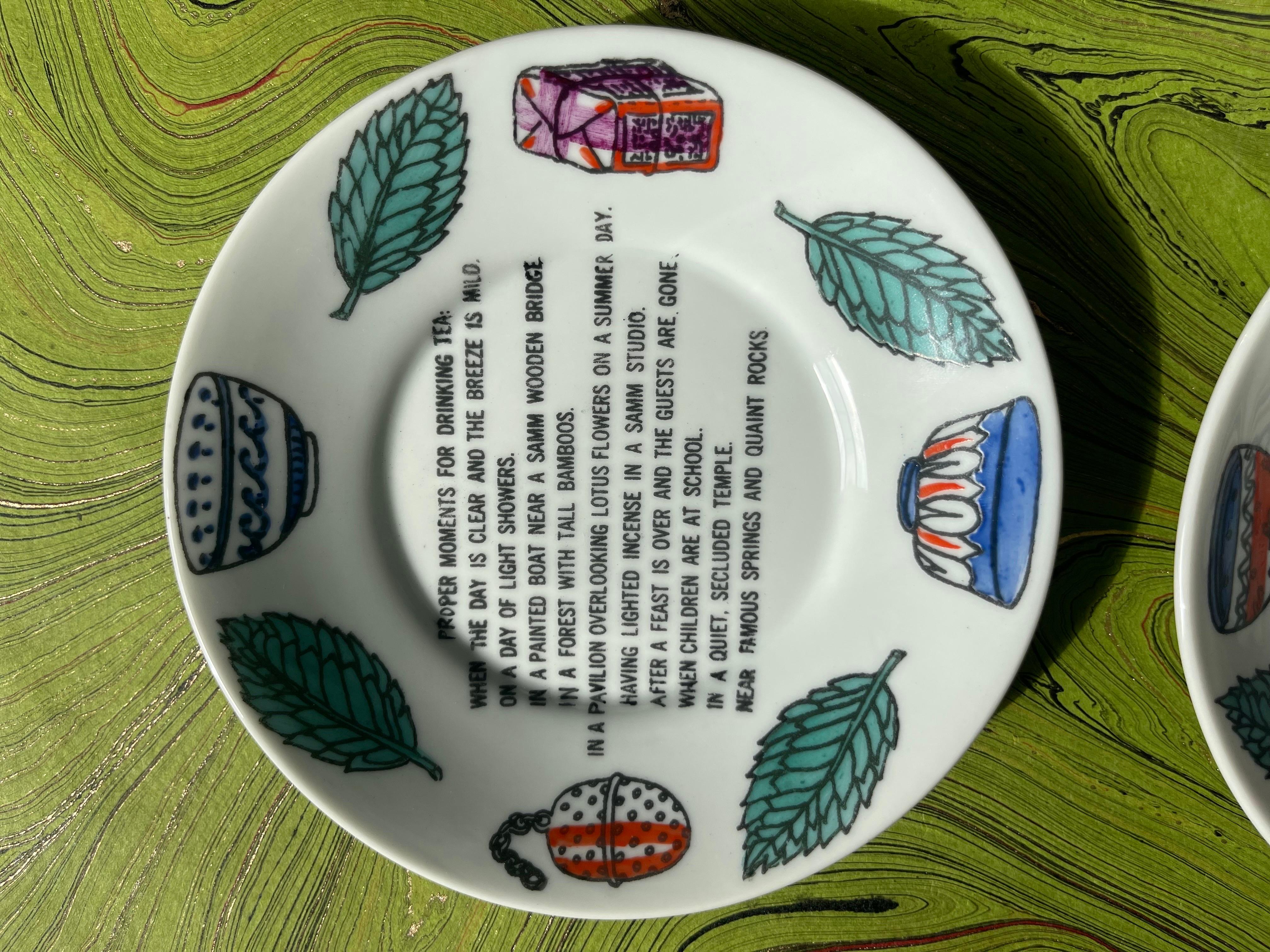 Fornasetti Juego de té de ocho piezas pintado a mano de la serie 