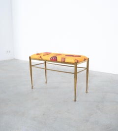 Fornasetti Fabric Brass Bench Montgolfière Balloon, Italy, 1950