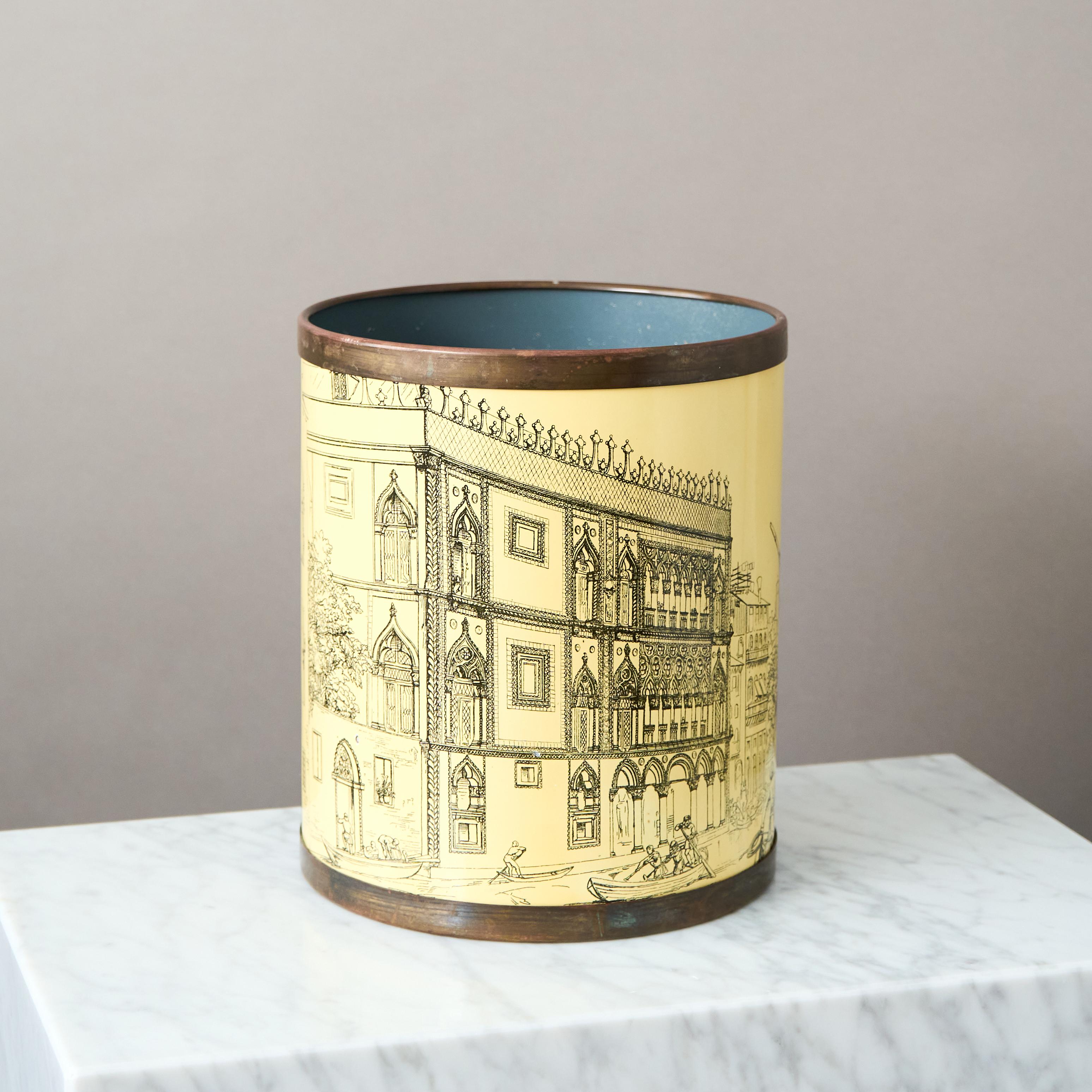 20th Century Fornasetti for Bucciarelli Waste Paper Basket. Milano, Italy 1950s. For Sale
