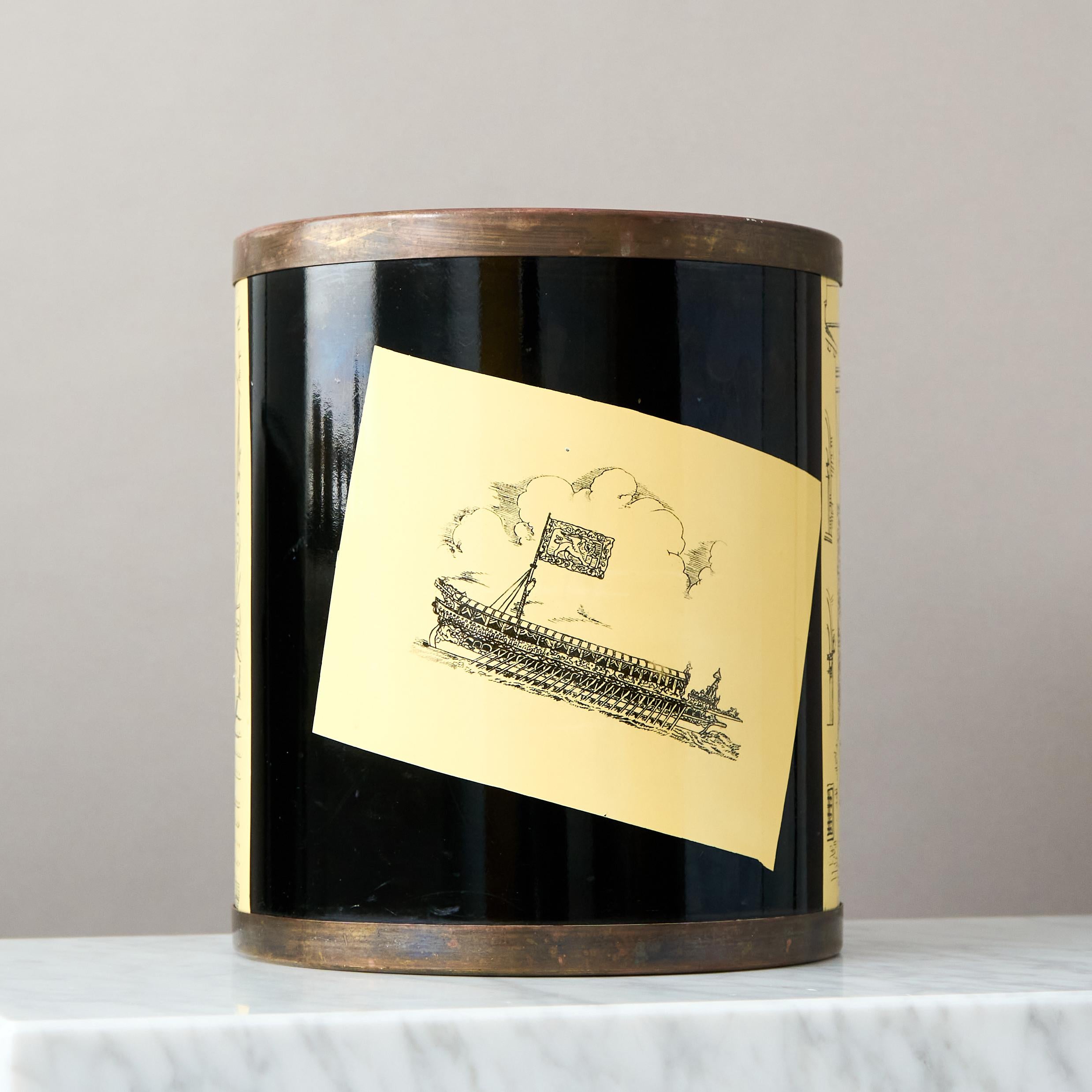 Fornasetti for Bucciarelli Waste Paper Basket. Milano, Italy 1950s. For Sale 1