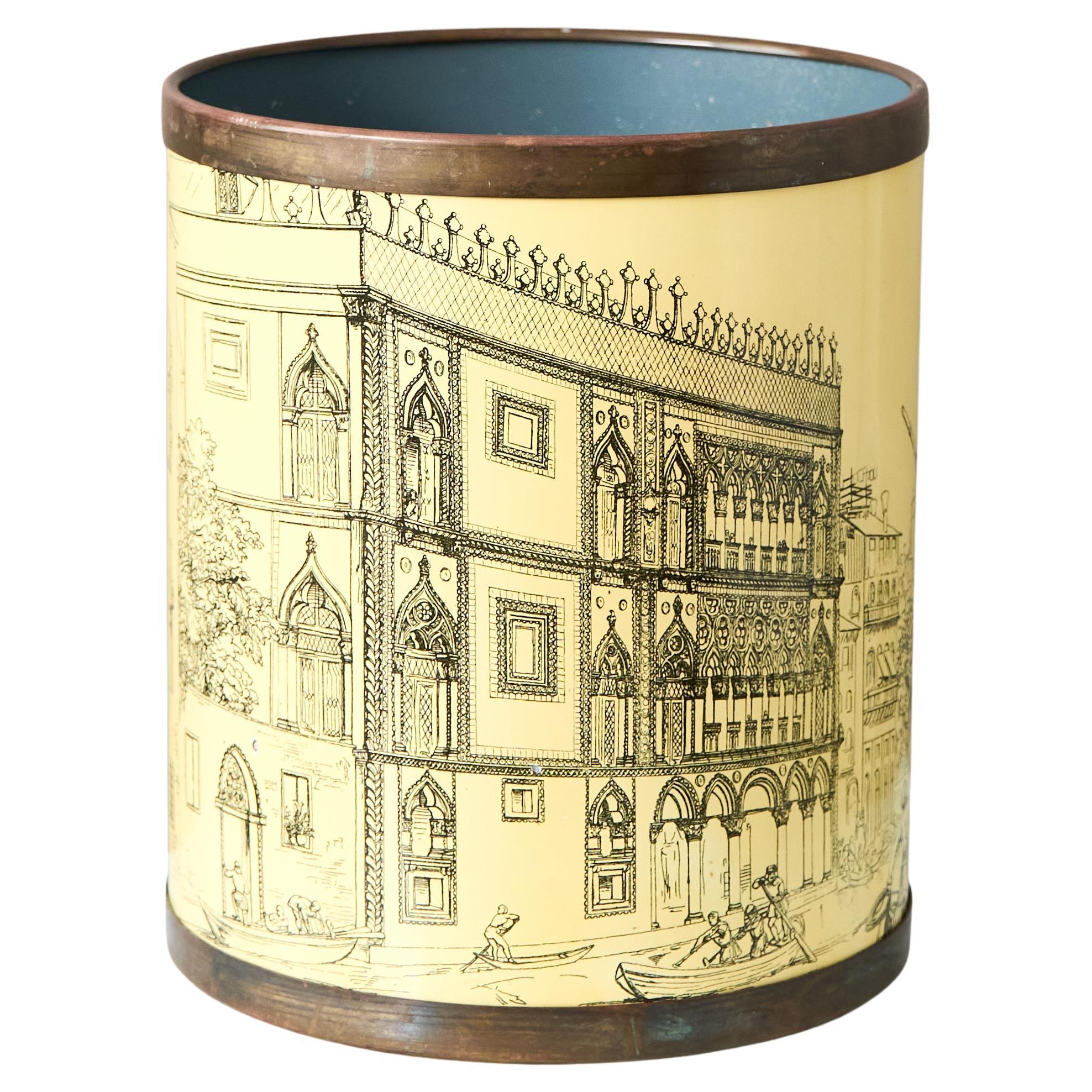 Fornasetti for Bucciarelli Waste Paper Basket. Milano, Italy 1950s. For Sale
