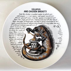 Fornasetti for Fleming Joffe “Iguana and Chicken Breasts” Recipe Plate, 1960s