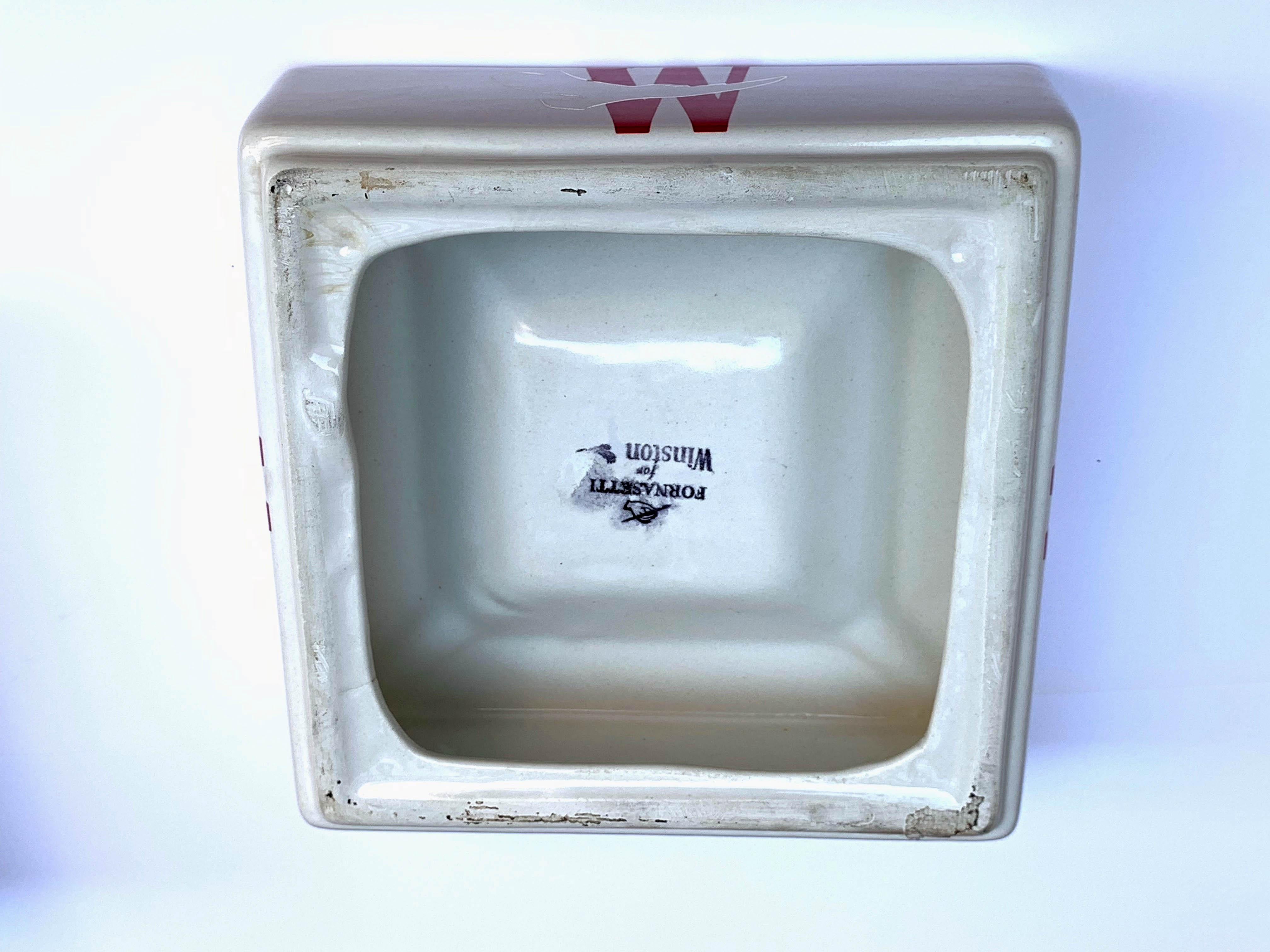 Fornasetti for Winston Ashtray or Tray, Ceramic Square Italy 1980s Midcentury In Good Condition In Roma, IT