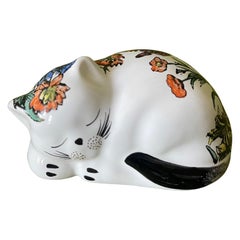 Fornasetti Gattini Ceramic Cat painted Floral “Fiorato”