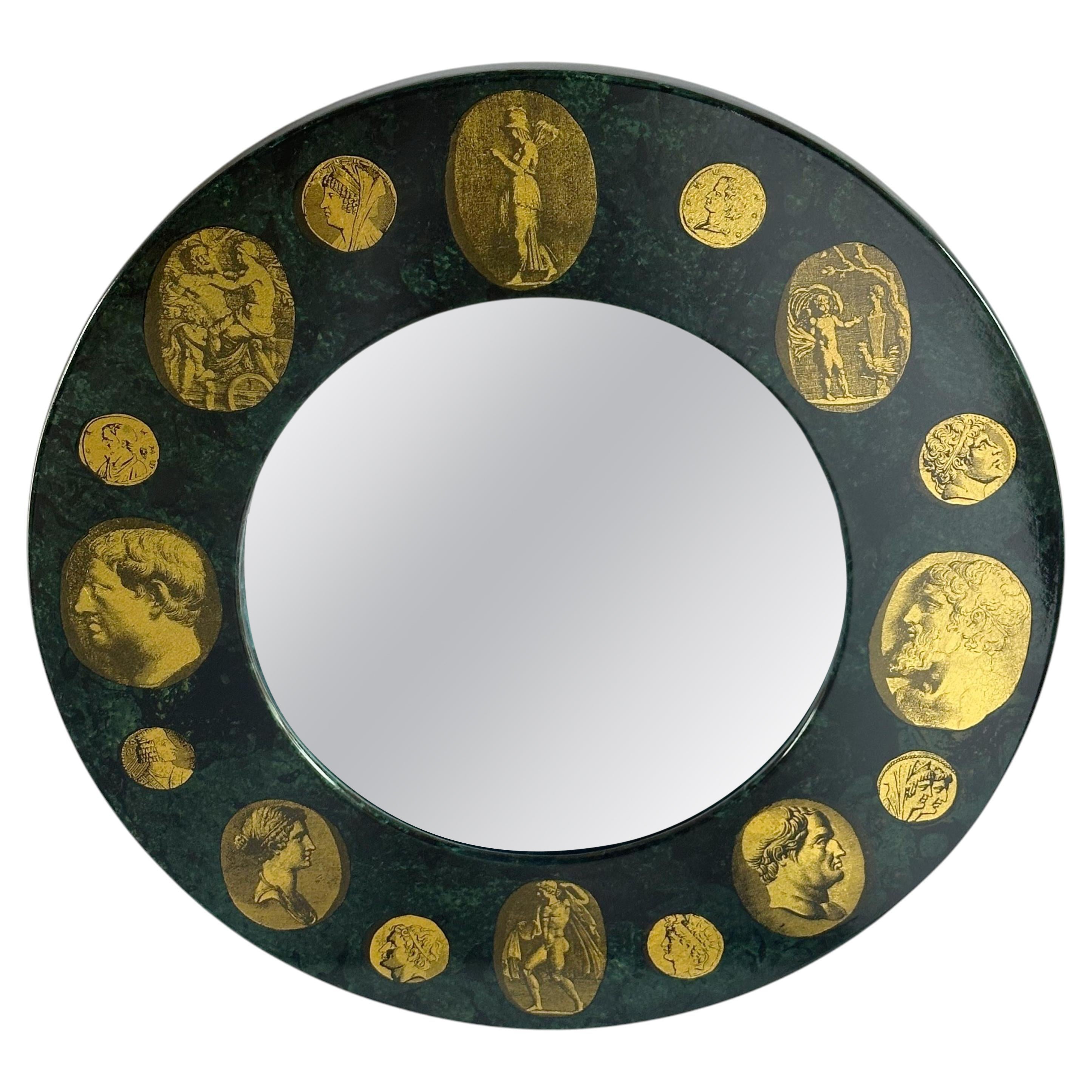 FORNASETTI Gold Cammeo Round Mirror For Sale