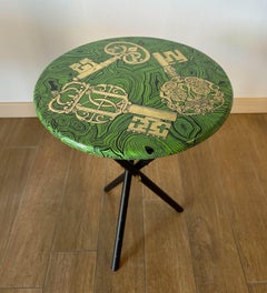 FORNASETTI Gold Keys on Malachite Side Table