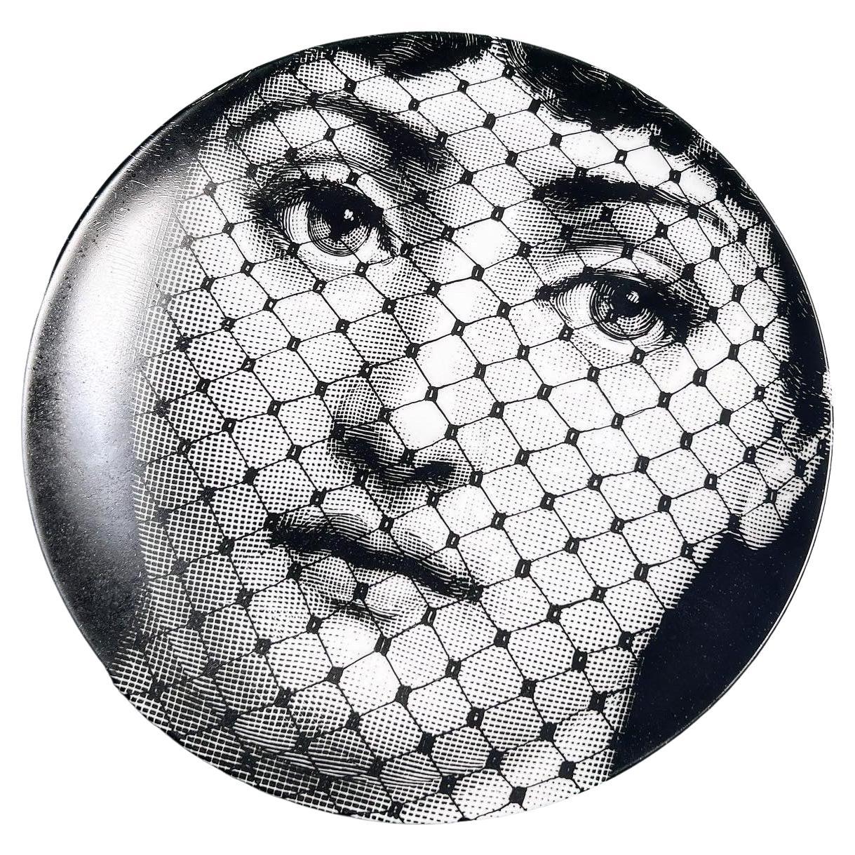 Fornasetti hand painted decorative plate, "Tema e Variazioni" 78, made in Italy For Sale