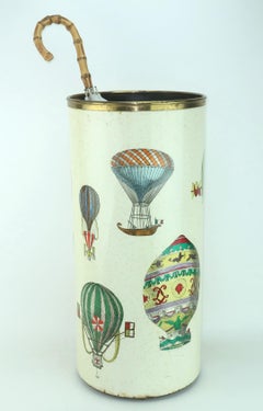 FORNASETTI Italian Enameled Metal Hot Air Balloon Umbrella Stand, 1950's