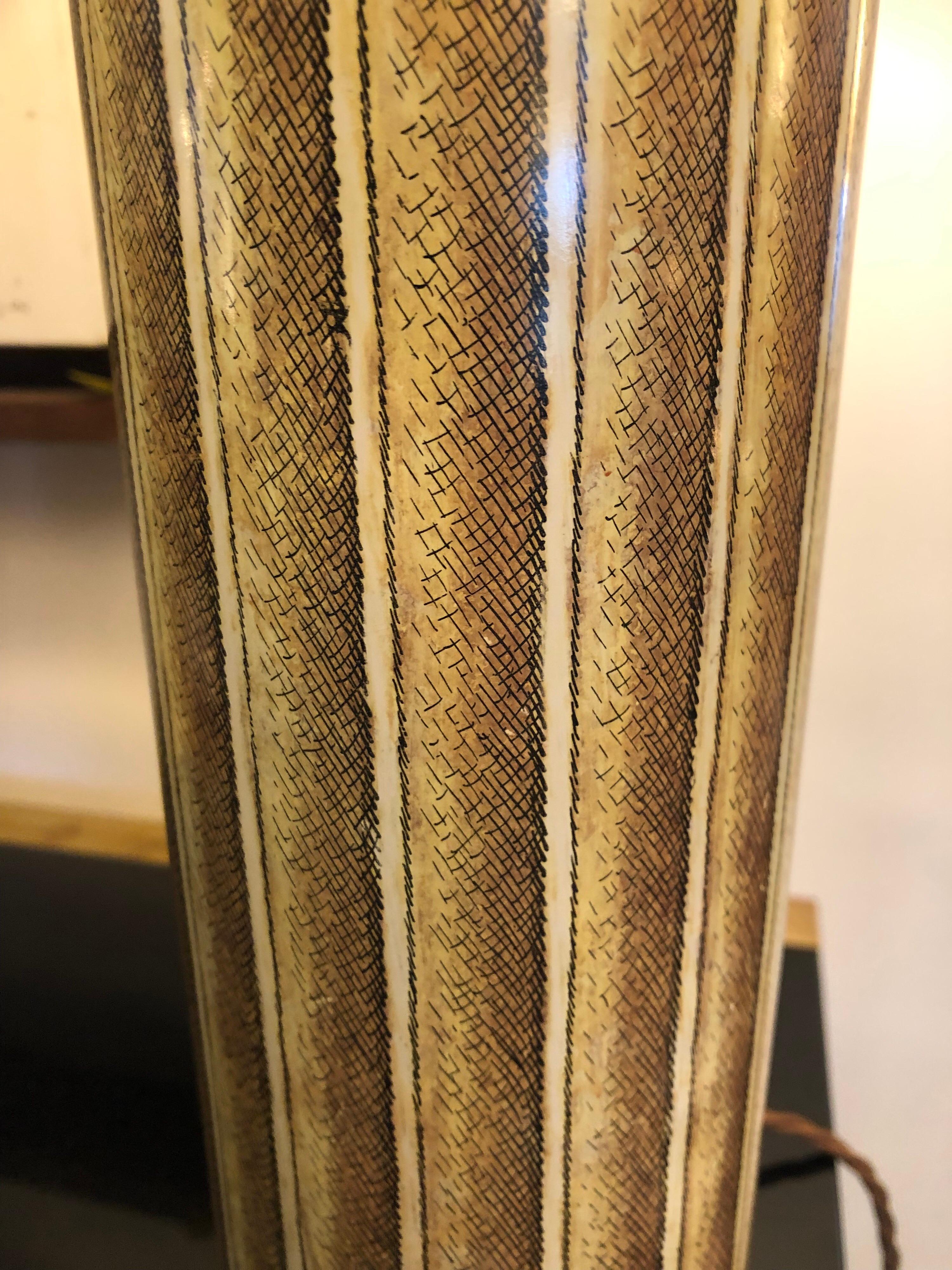 Fornasetti Italian Mid-Century 1960s Yellow Metal Table Lamp In Good Condition For Sale In London, GB