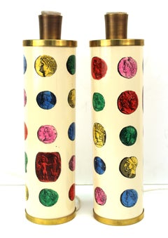 Fornasetti Italian Mid-Century Modern Cameo Table Lamps