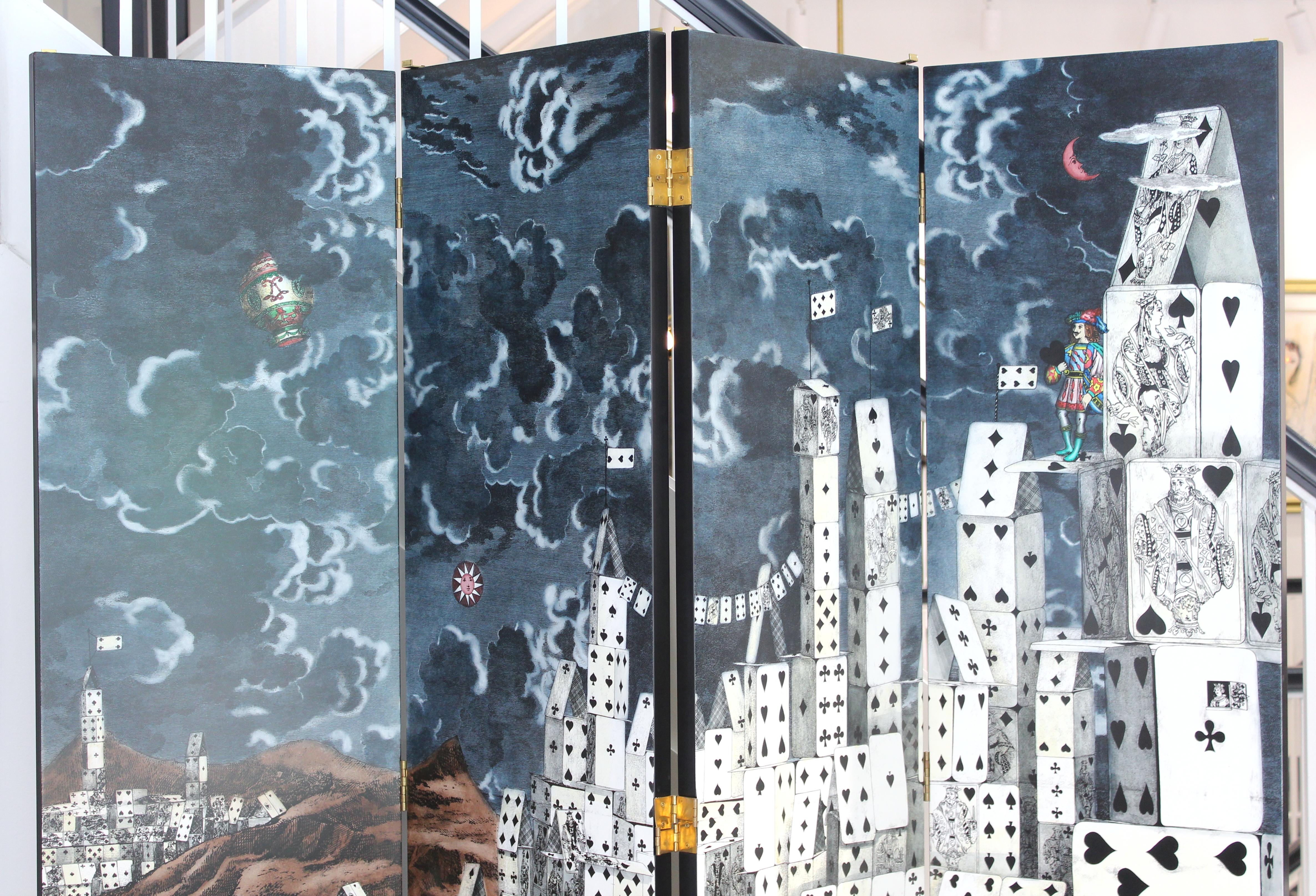 Fornasetti Italian Modern 'Citta Di Carta' Folding Screen In Good Condition In New York, NY