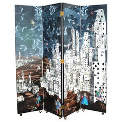 Fornasetti Italian Modern 'Citta Di Carta' Folding Screen