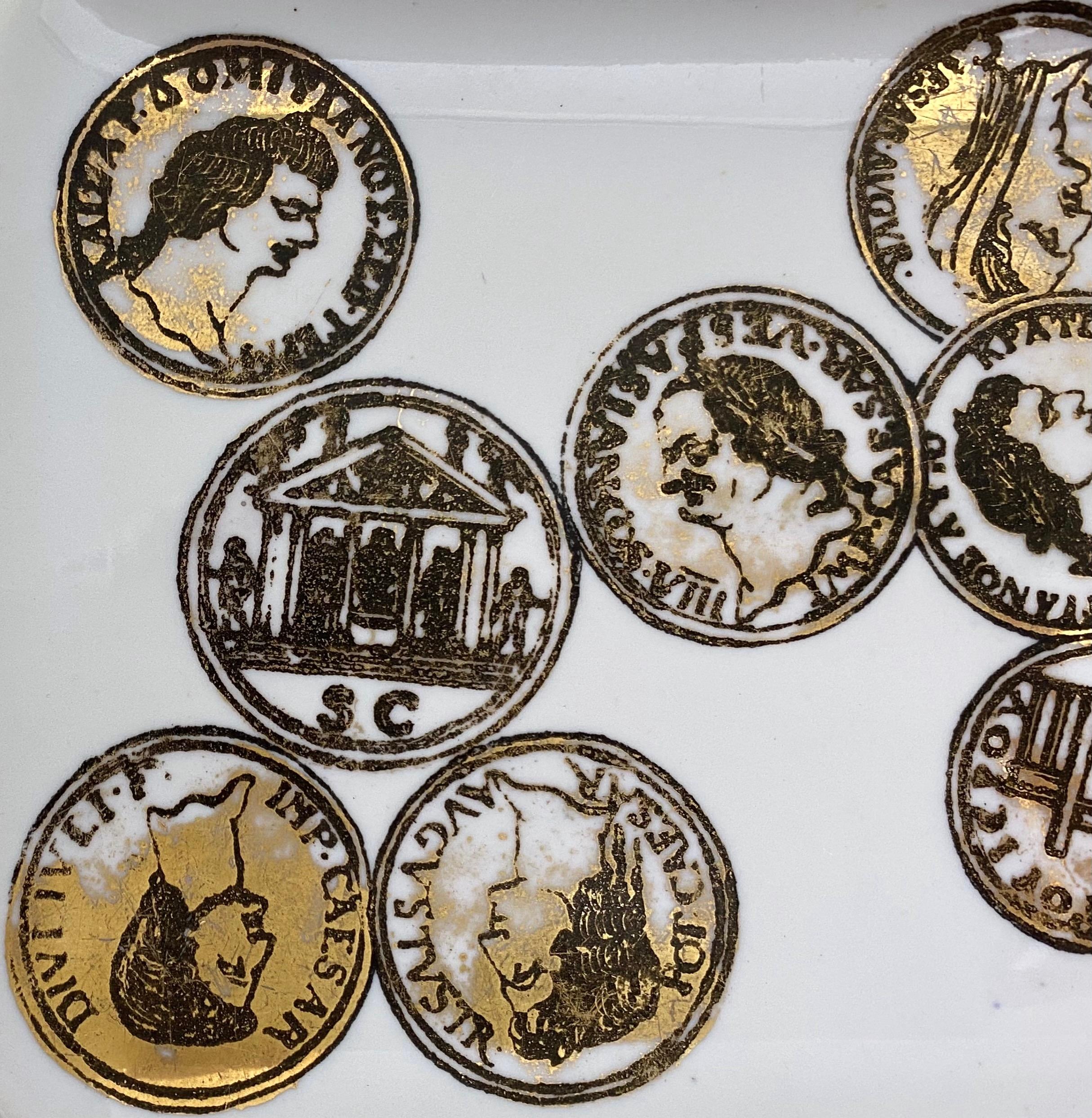 Porcelain Fornasetti Italian Roman Coins Pin Tray