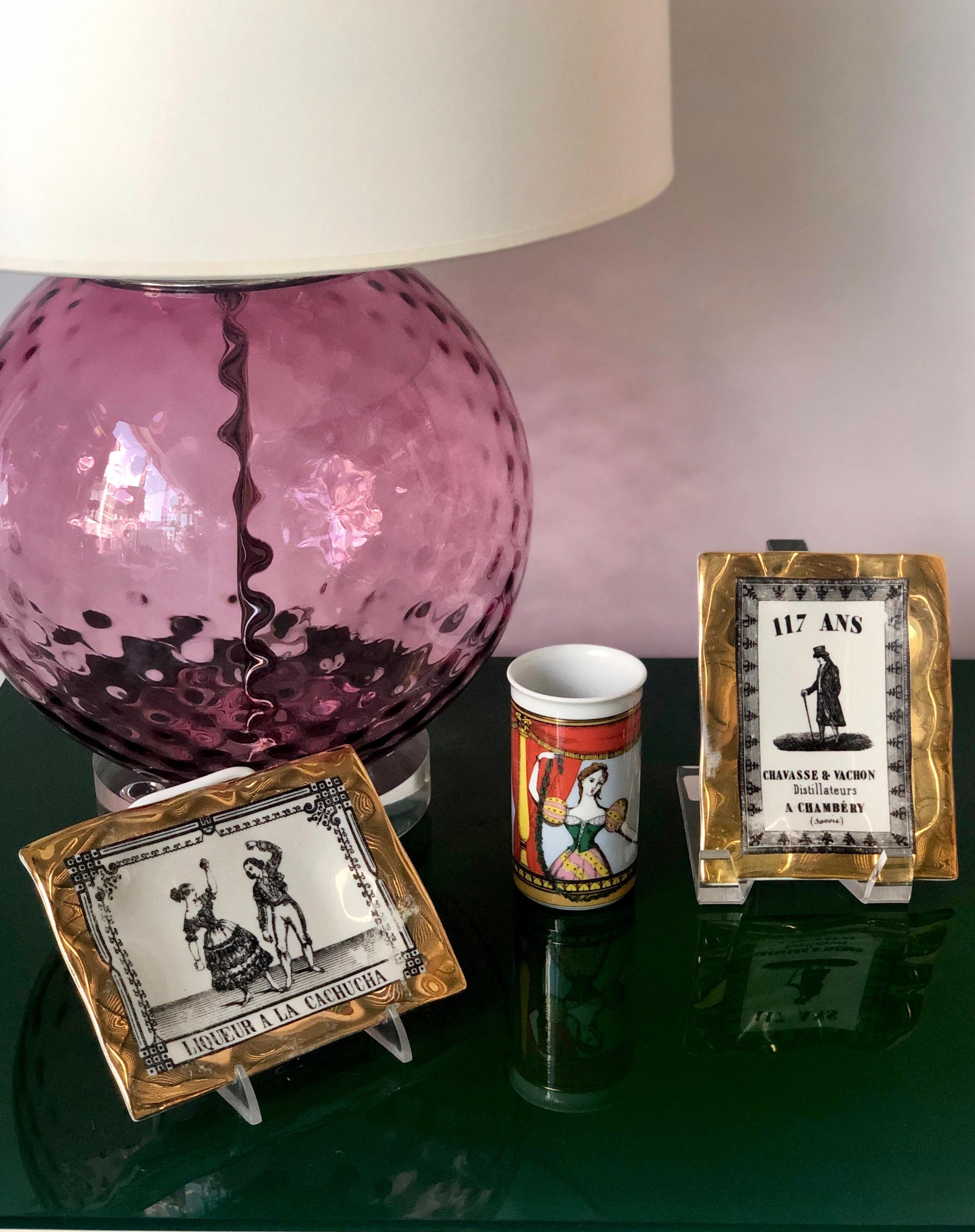 Fornasetti Italian White Porcelain with Gold Leaf and Black Accent Pin Tray For Sale 13