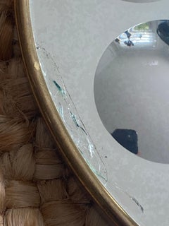 Fornasetti Italy bulls eye convex round mirror brass mid century ring hook