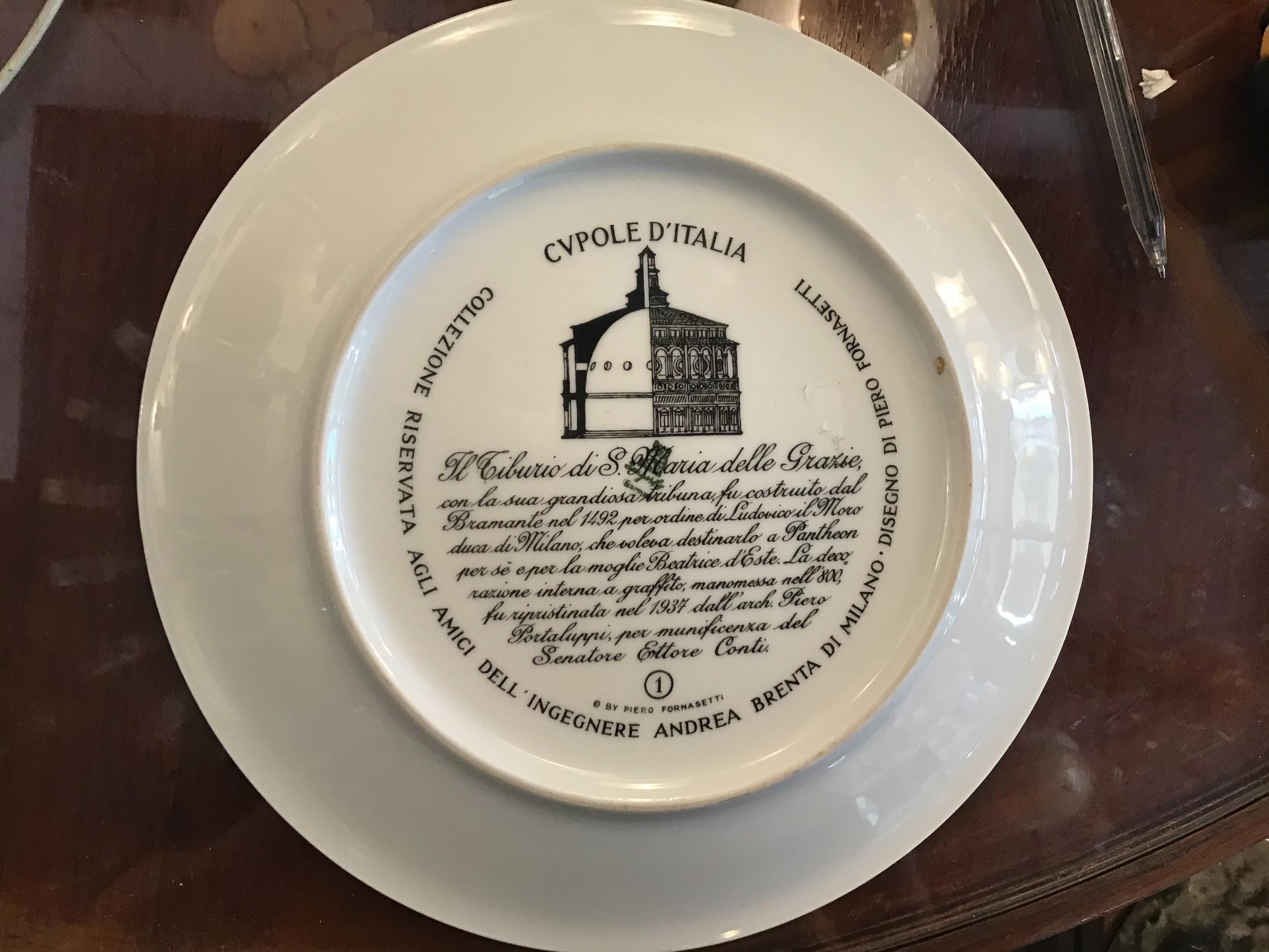 Italian Fornasetti “Le Cupole d’Italia” Porcelain 1960 Italy