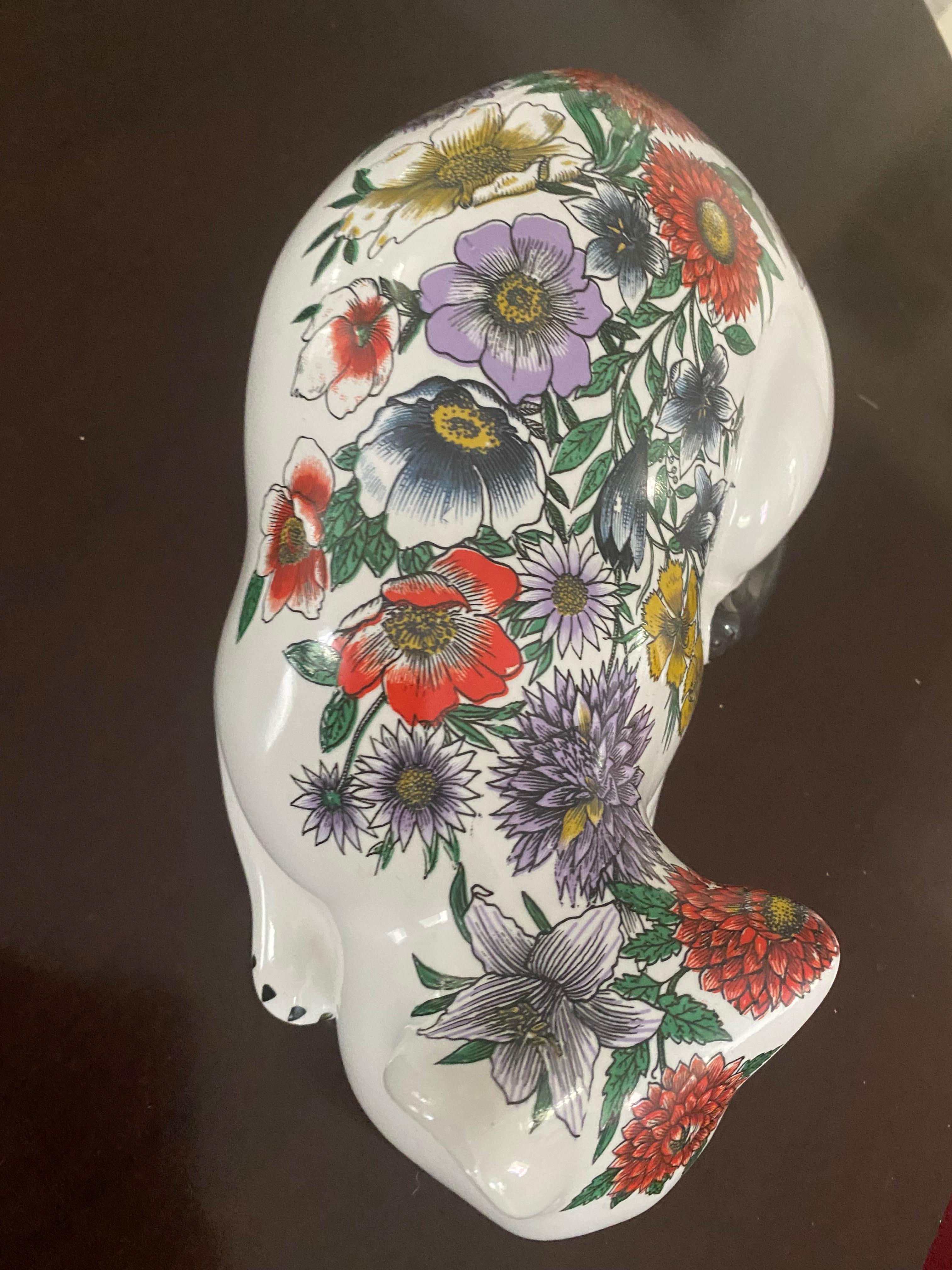 Hand-Crafted Fornasetti mid century floral decorated sleeping cat Italy signed mid century