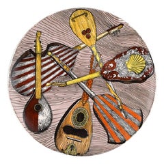 Fornasetti, Milan Porcelain Dish, "Instrumenti musicali", Hand Painted