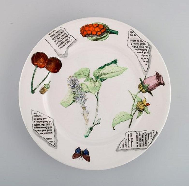 Italian Fornasetti, Milano, Four Plates in Hand-Painted Porcelain, 1980s For Sale