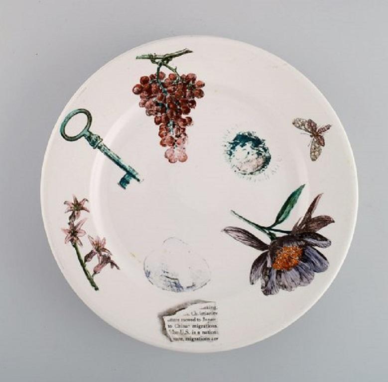 Late 20th Century Fornasetti, Milano, Four Plates in Hand-Painted Porcelain, 1980s For Sale
