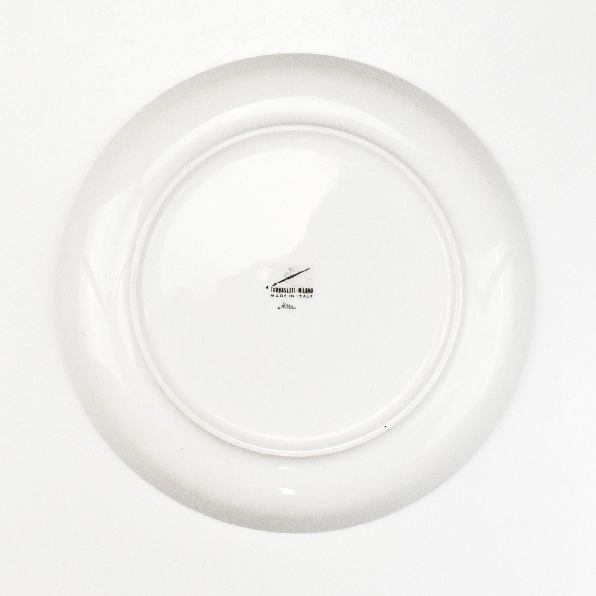 Mid-Century Modern Fornasetti Milano Set of 4 Porcelain Plates Archimboldesca Series Vegetable Head For Sale