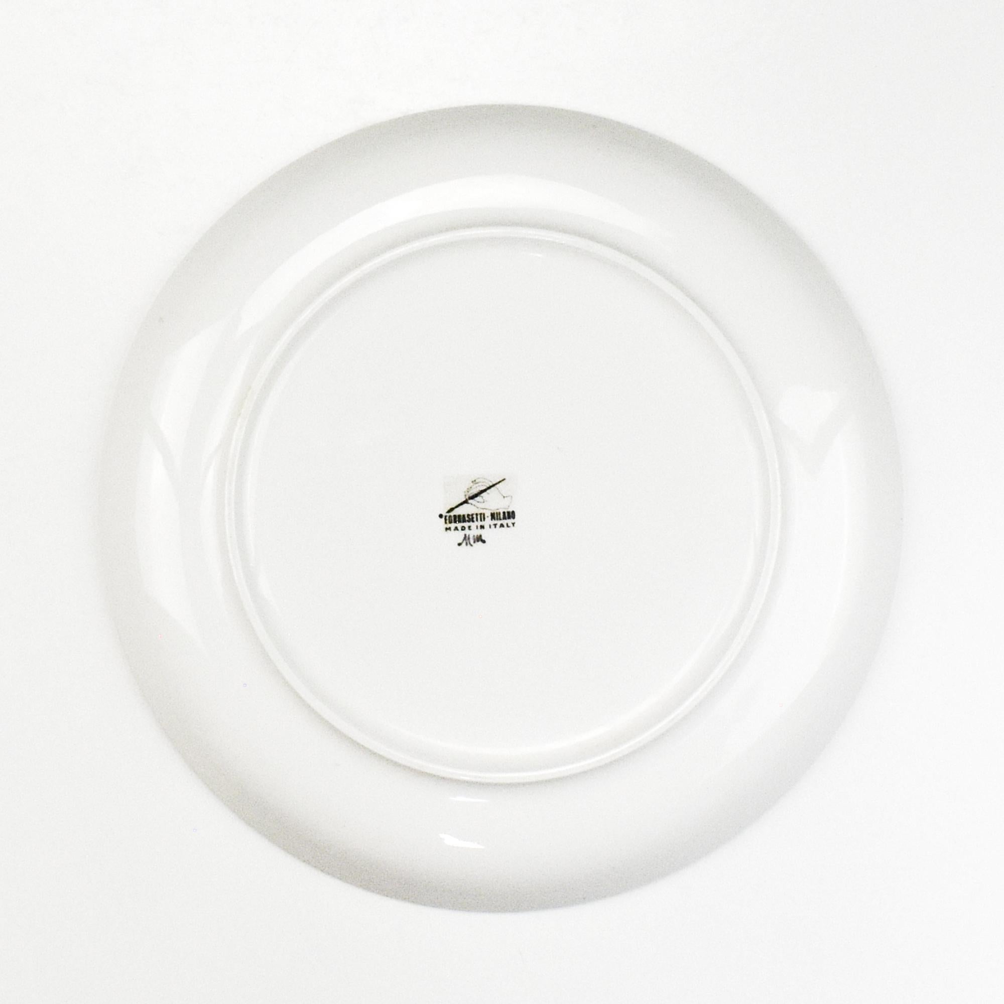 Fornasetti Milano Set of 4 Porcelain Plates Archimboldesca Series Vegetable Head For Sale 2