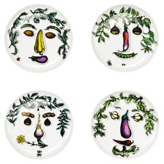 Fornasetti Milano Juego de 4 Platos de Porcelana Serie Archimboldesca Cabeza Vegetal