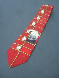 Fornasetti Mod Avantgarde Italienisches Grafikdesign Seidenkrawatte c 1990s