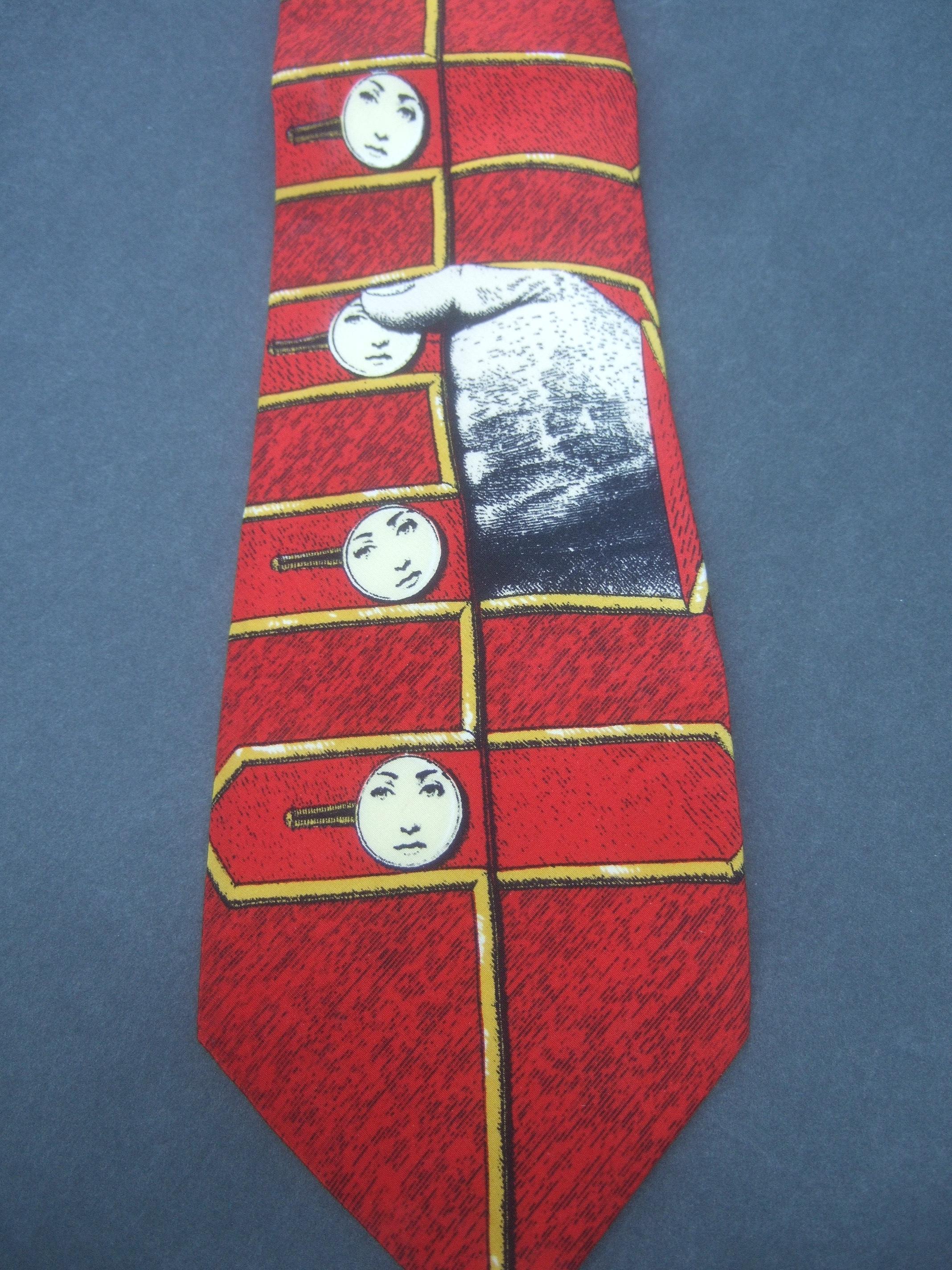 Men's Fornasetti Mod Avant-garde Italian Graphic Design Silk Necktie c 1990s For Sale