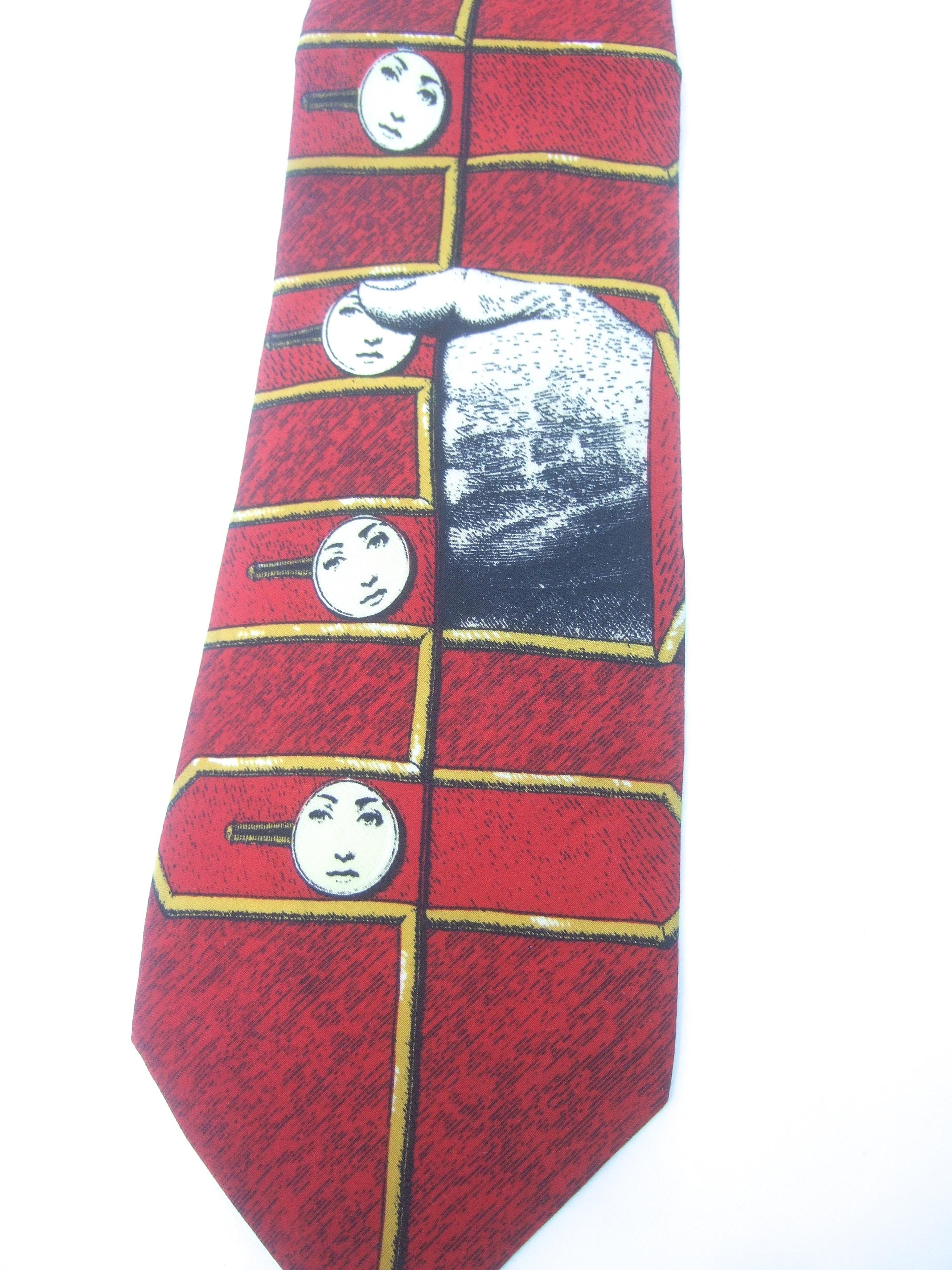 Fornasetti Mod Avant-garde Italian Graphic Design Silk Necktie c 1990s For Sale 2