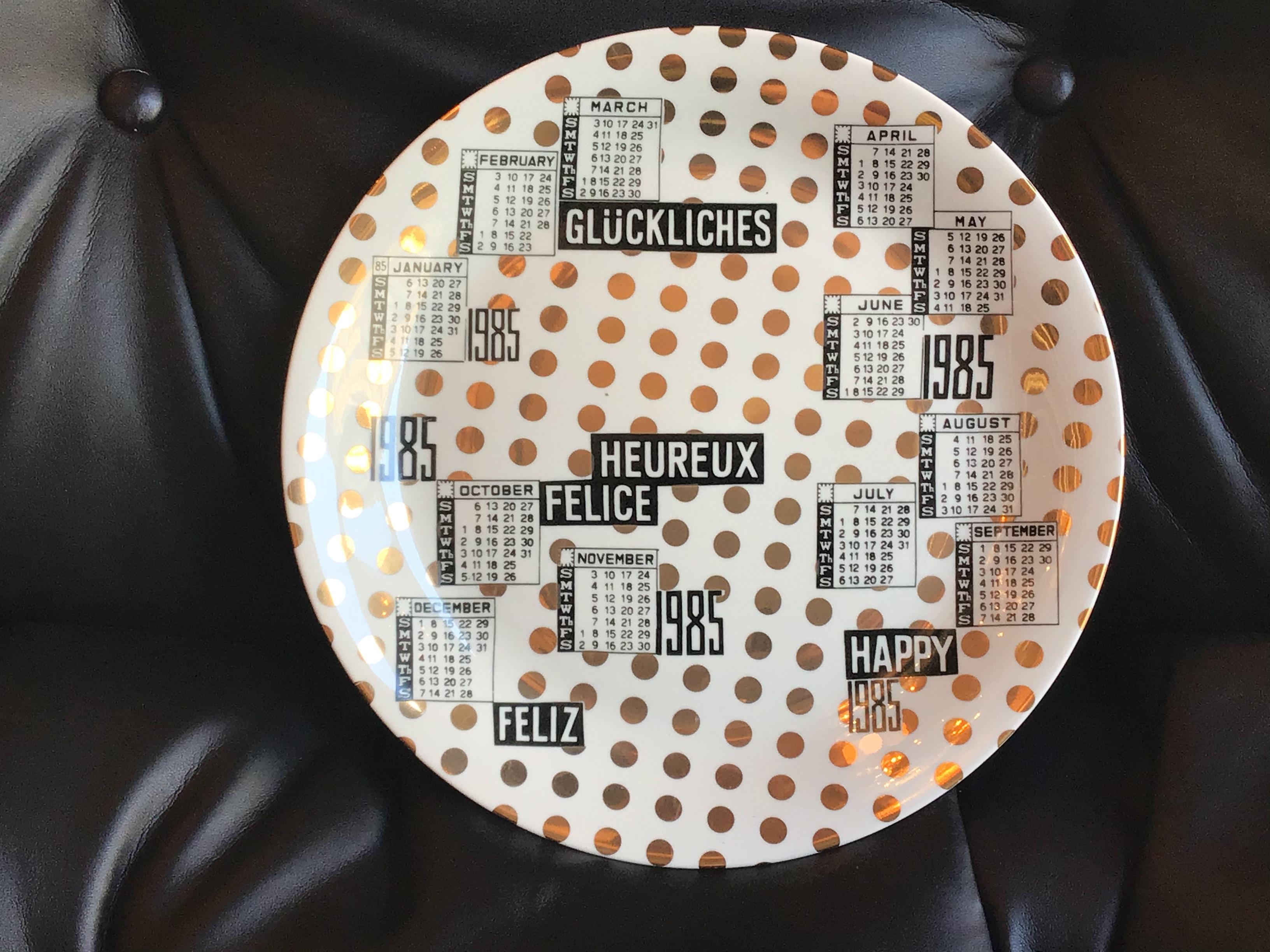 Fornasetti “N18 Piatto Calendario” Porcelain, 1985, Italy For Sale 1
