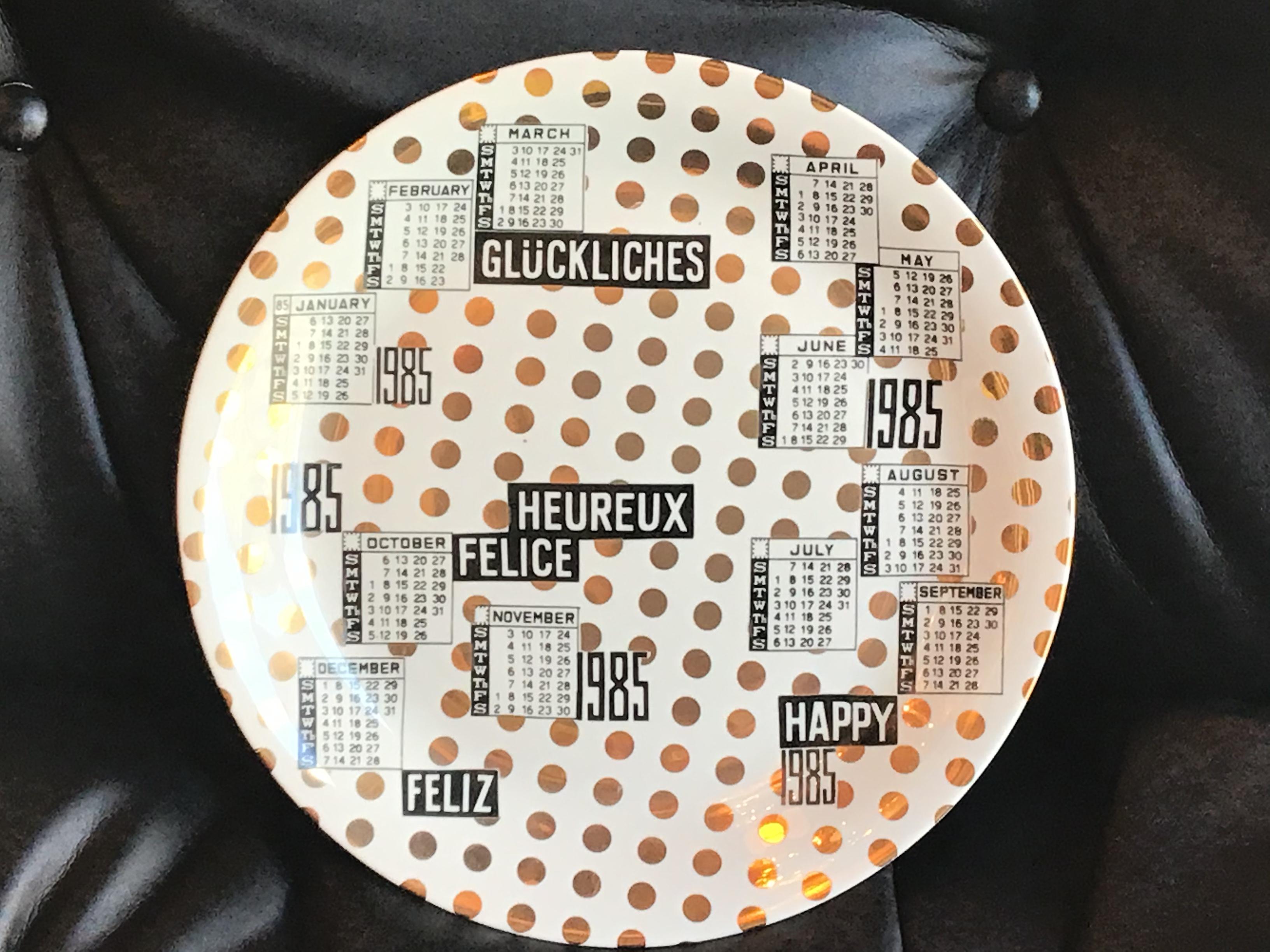 Other Fornasetti “N18 Piatto Calendario” Porcelain, 1985, Italy For Sale