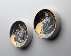 Fornasetti ‘Opera’ decorative dishes, vintage pair (ashtrays, wall decorations)